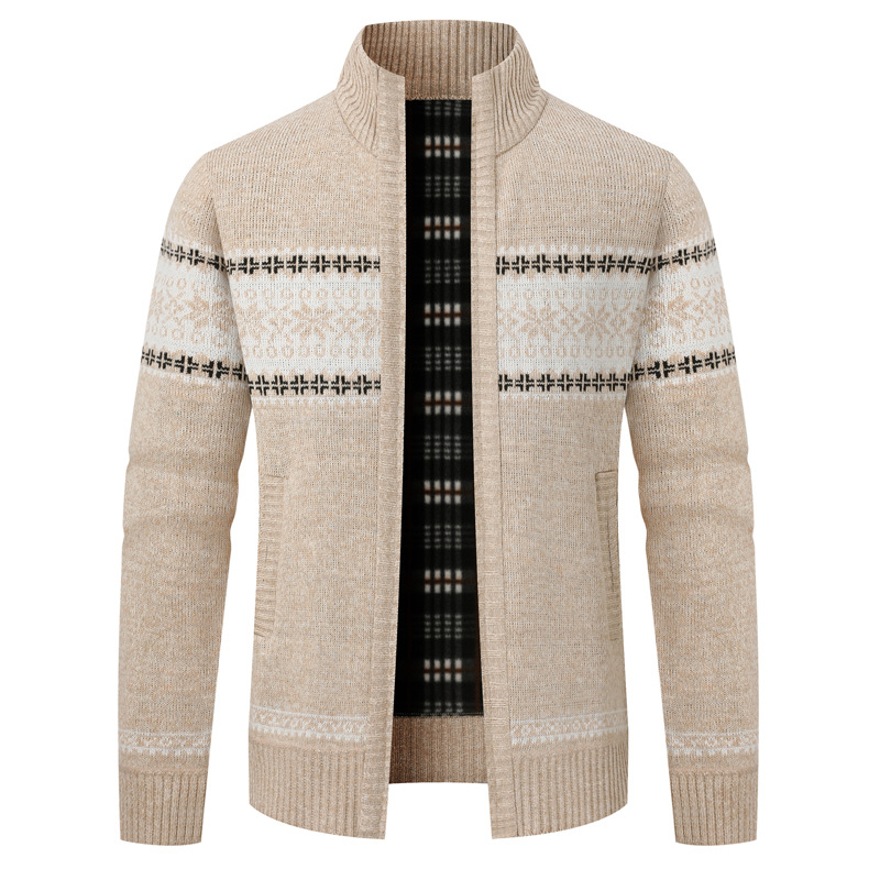 Comercio exterior ropa de hombre encapuchada de invierno más vello engrosado suéter de manga larga cuadrilátero juvenil coreano cardigán de hombre camisa de punto