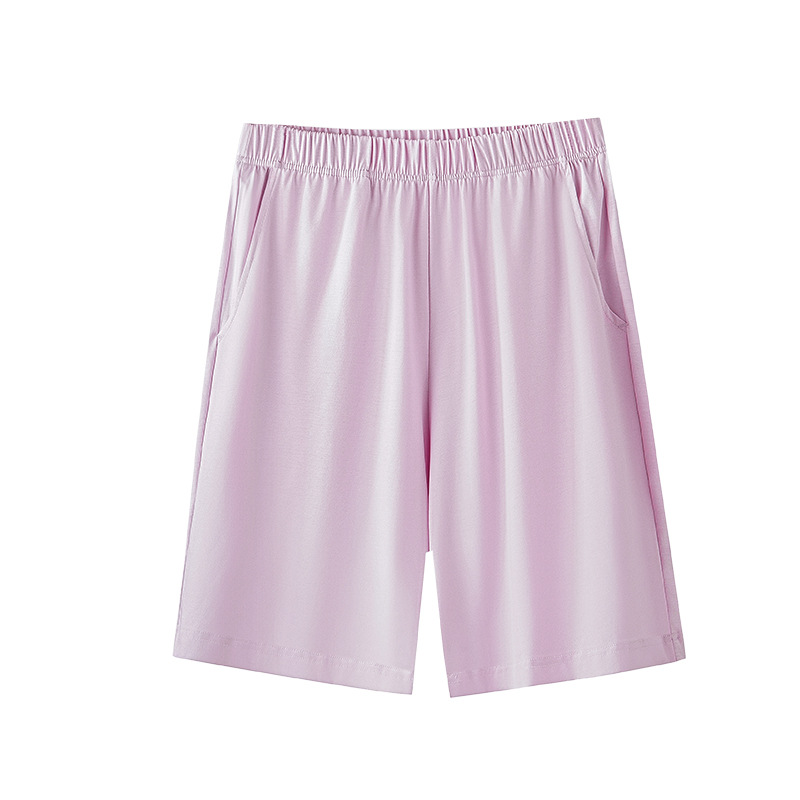 Nuevos pantalones cortos de mujer de primavera y verano de algodón realmente mercerizado, pantalones casuales delgados, pijamas elásticos de color sólido, pantalones de hogar frescos