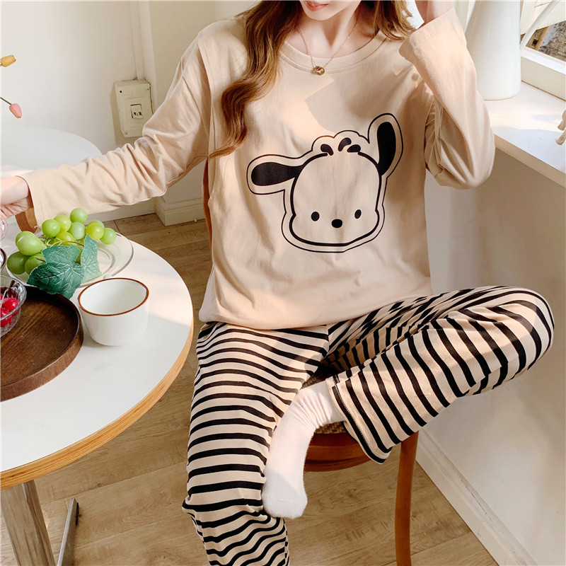 Ropa de confinamiento pijamas de primavera y verano de las mujeres ropa de Enfermería de manga larga de algodón puro de enfermería con almohadilla en el pecho prenatal y posparto traje de desgaste en el hogar image 1