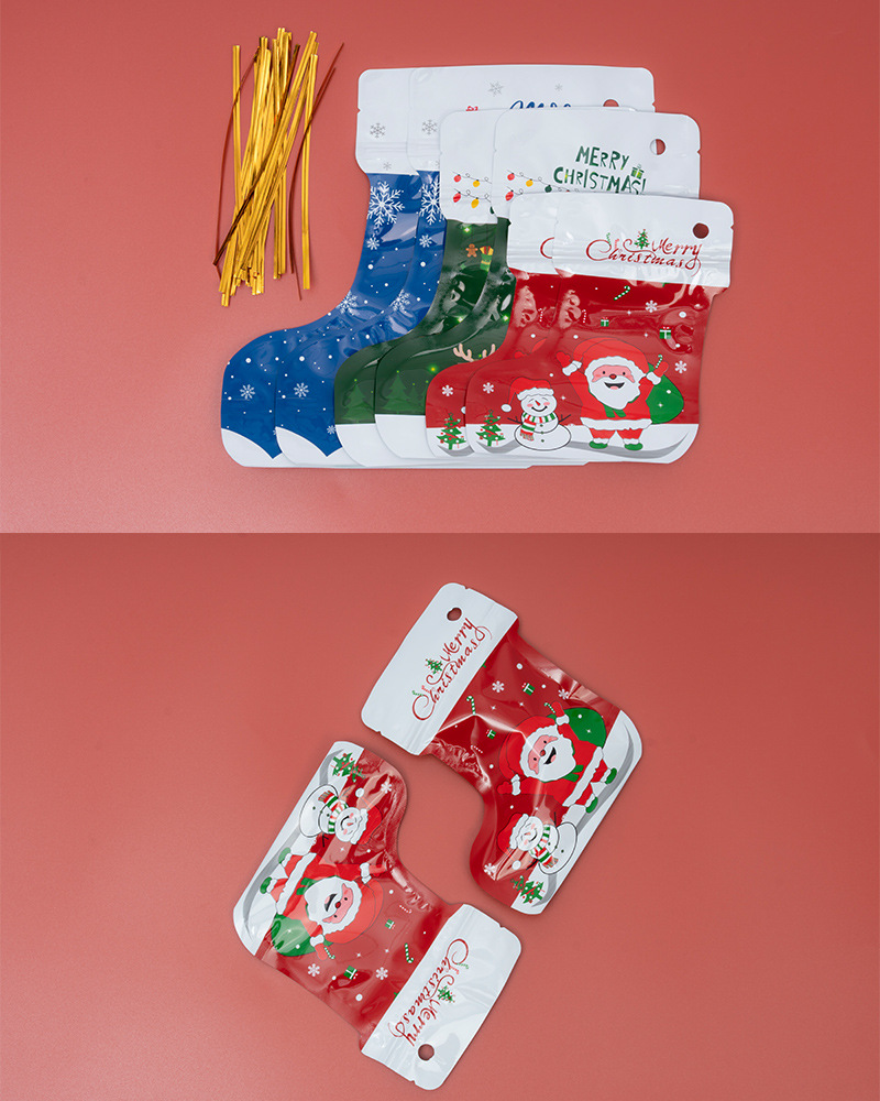 1 Piece Quantity Festival Occasion Christmas Cute Christmas Tree Santa Claus Christmas Socks Aluminum Laminated Films Composite Cpp Festival Gift Bags