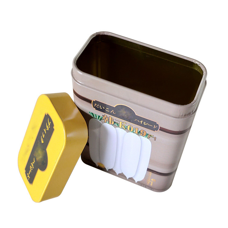 南京理想小方罐装50g红白萝卜种子罐包装批发 种子马口铁盒厂家