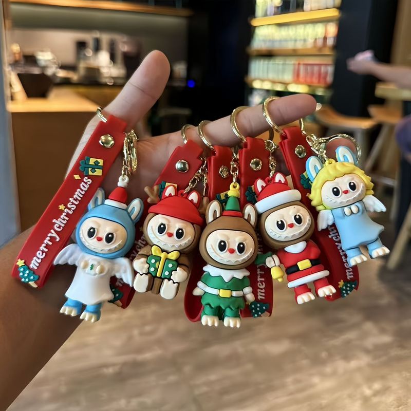 拉布布钥匙扣挂件圣诞节拉布布盲盒公仔卡通软胶labubu汽车钥匙链|undefined