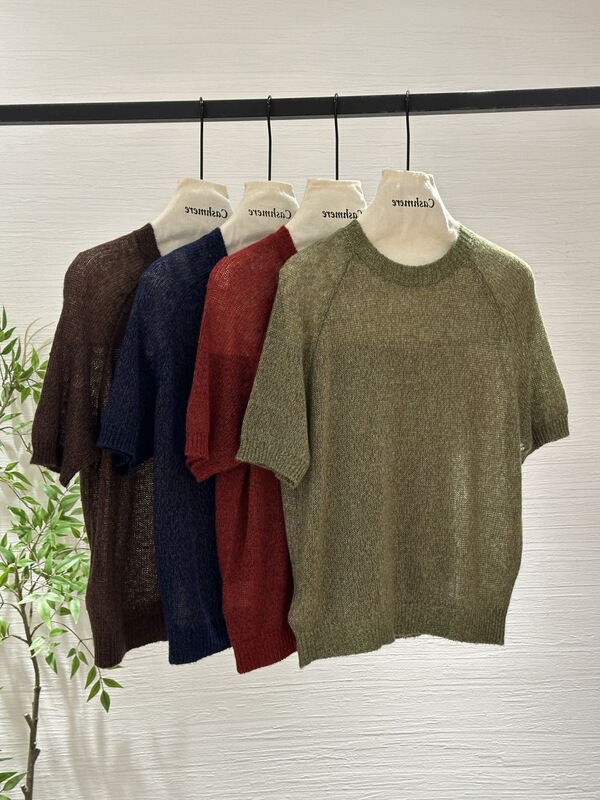 Coco Europe Station 25 Early Autumn New Round Neck Goat Hair Knitted Short Sleeve Women's Loose Slim Skin Friendly Knitted Sweater