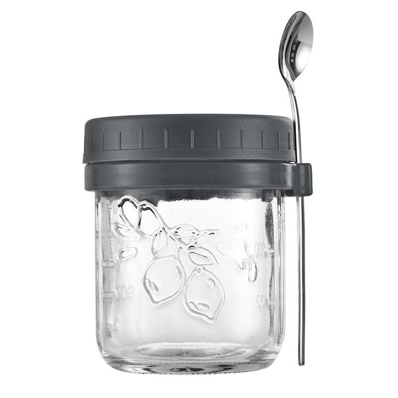 Amazon overnight oatmeal 12oz taza de yogur taza de leche con cuchara taza de ensalada sellado botella Mason oatmeal taza