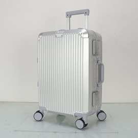 网红铝框旅行箱PC男女学生行李箱24寸万向轮拉杆箱密码箱海关锁箱