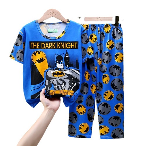 Children's sleepwear, unisex summer thin short-sleeved pants for boys and girls, small children's summer sleepwear, air-conditioned home clothes