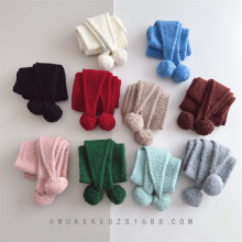 秋冬儿童针织围巾 韩系百搭大球球三角巾男女童纯色保暖防风围脖