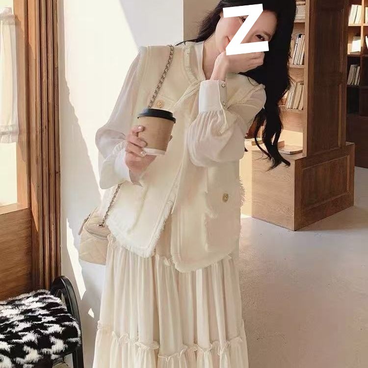 法式气质连衣裙女春秋2025新款大方得体高级感小香风马甲裙子套装|undefined