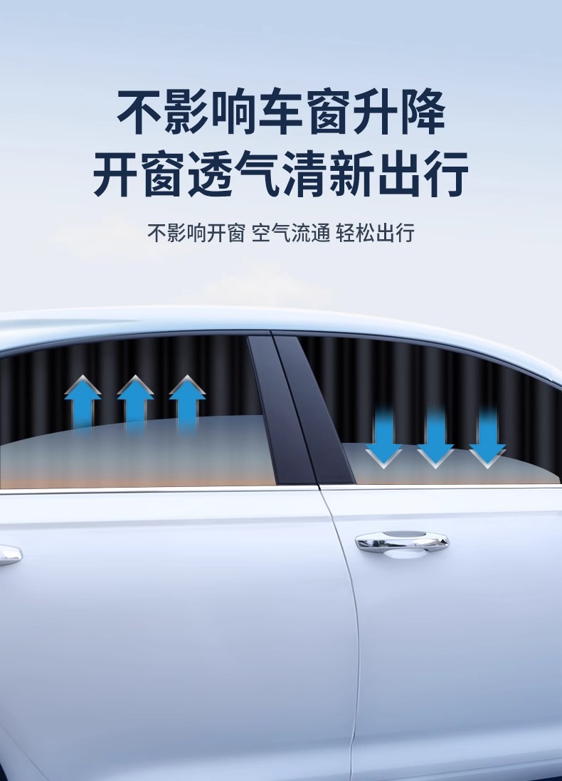 Car Curtain Car Privacy Sunshade Curtain Private Sun Protection Magnetic Side Window Cloth Car Telescopic Slide Track Inside the Car