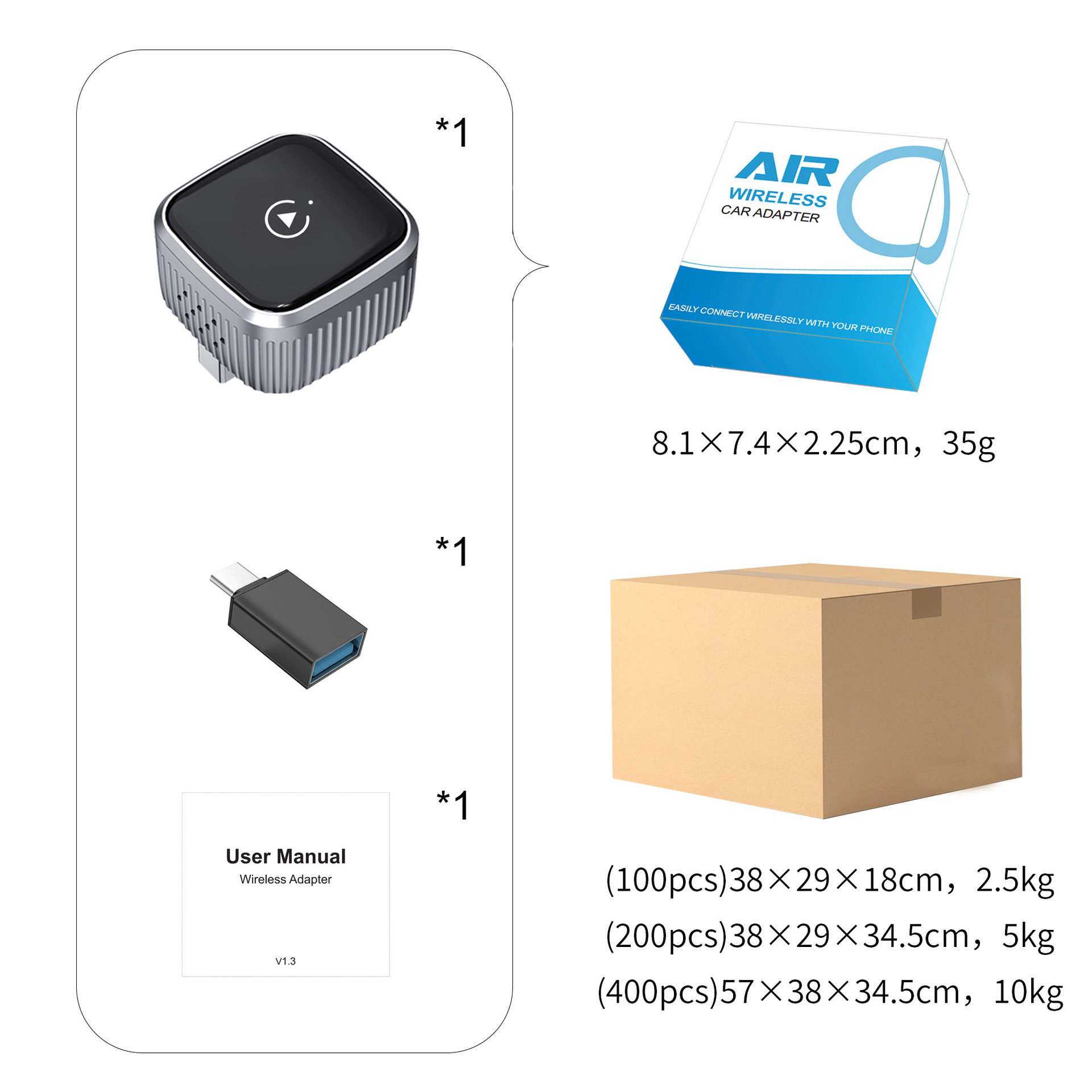 Wireless Carplay/Android Auto New Car Adapter Box Two-In-One Automatic Connection Quick Connect