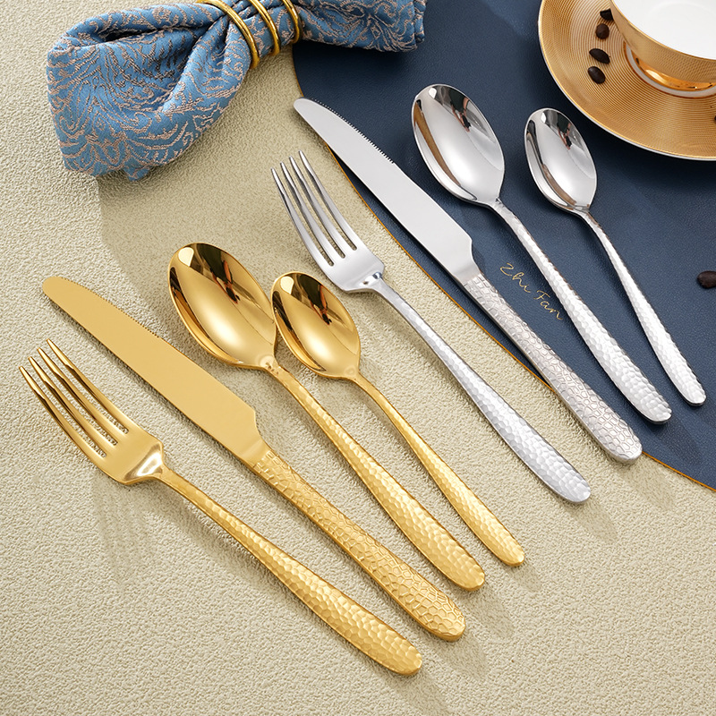 Cubo de agua 410 cubiertos de acero inoxidable set de cuatro piezas cuchillo de filete de hotel cuchara de tenedor cubiertos de restaurante estilo occidental