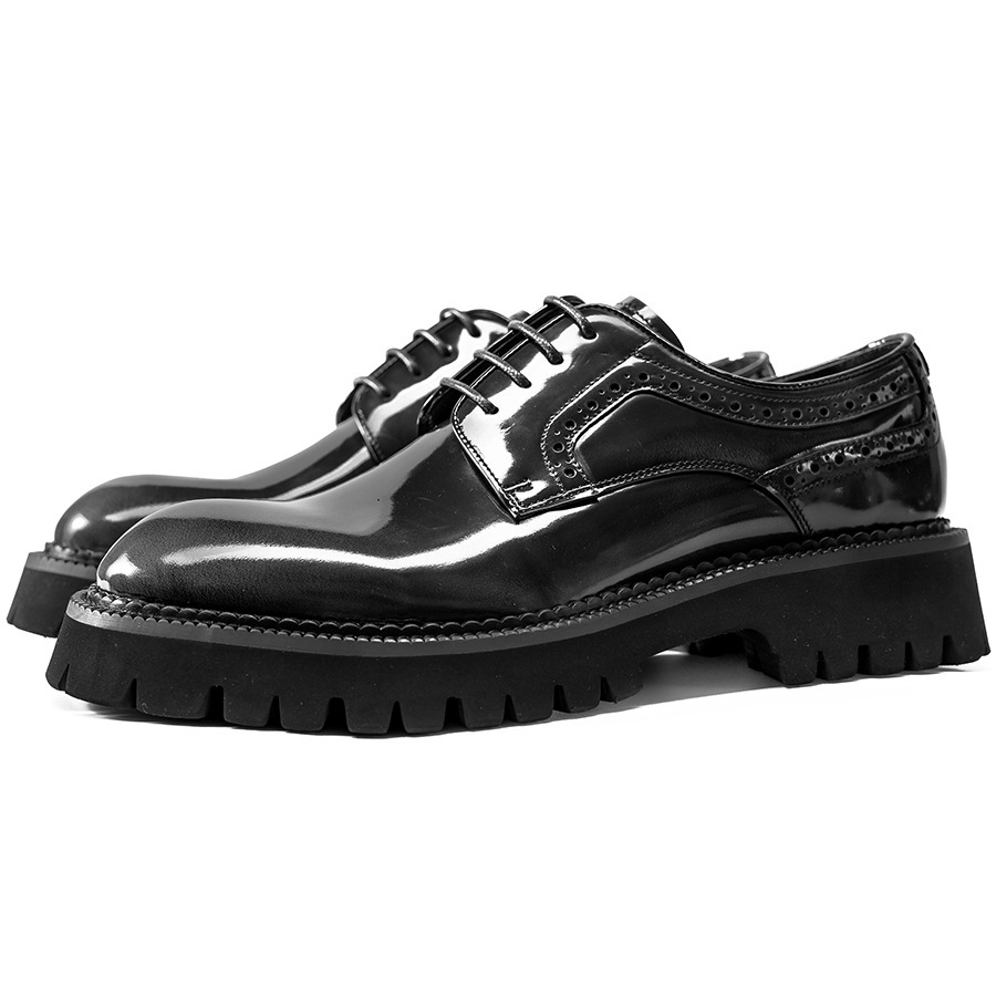 봄과 가을 한국 스타일 두꺼운 가죽 가죽 세트 웨딩 신발 유행 신발 남성 신발 큰 발가락 가죽 신발 남성 가죽 라운드 발가락 영국 캐주얼