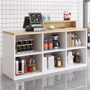 Solid Wood Milk Tea Shop Cashier Counter Commercial Bar Restaurant Fruit Cake Shop Counter Store Front Desk
