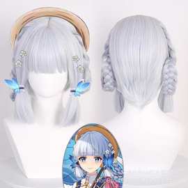 Cos原神 双马尾 神里绫华仿真齐刘海新皮肤假发 造型装扮cos 假发