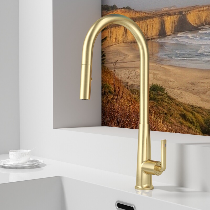 German Gun Gray Hot and Cold Kitchen Pull-Out Faucet Telescopic Splash-Proof Sink Sink Balcony Sink Faucet