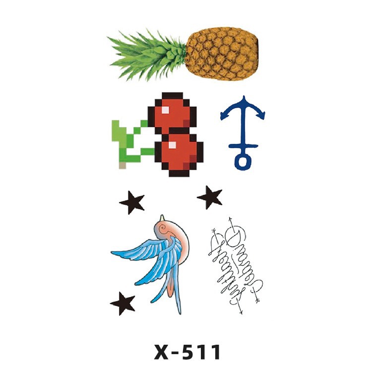 Arco de flor pequeña pegatinas de tatuaje fresco 3D dibujos animados transfronterizo Henna rosa impermeable texto en inglés pegatinas de tatuaje