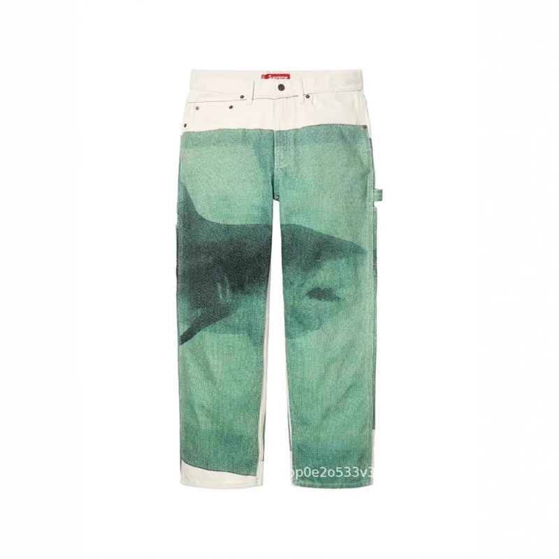Cross-Border Men's Clothing Men's Jeans Supreme Collaboration Digital Print Sheep Pattern Loose Casual Trendy Versatile Cross-Border Men's Clothing Men's Jeans Supreme Collaboration Digital Print Sheep Pattern Loose Casual Trendy Versatile