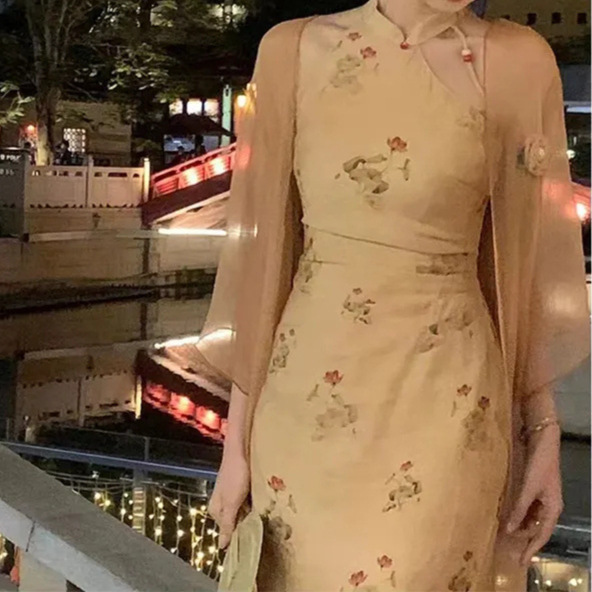 新中式复古改良旗袍连衣裙女2025年夏季新款收腰气质显瘦连衣裙子