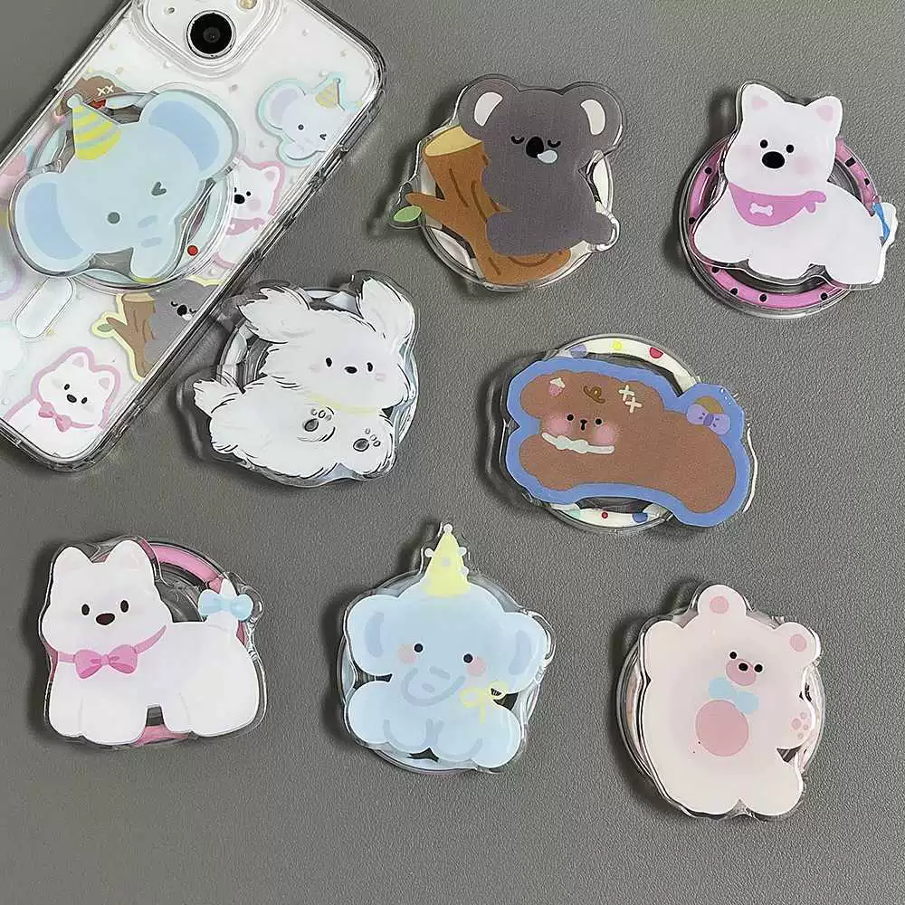 Магнитный держатель для мобильного телефона, мультяшный держатель для коалы, слона, собаки, коллекция многократного использования, новый телескопический магнитный держатель