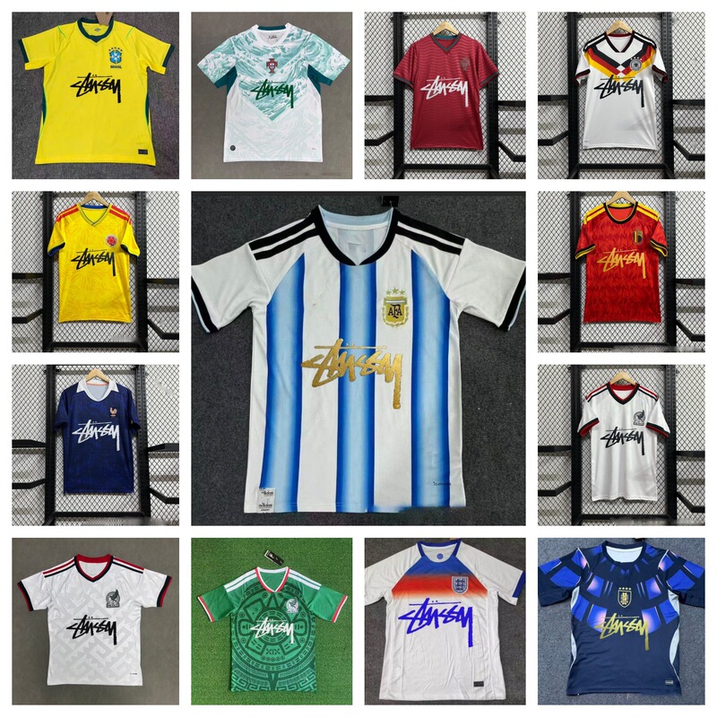 Hot-Selling Online American-Style Signature Edition T-Shirts of National Teams: Argentina, Portugal, Brazil, Mexico Short-Sleeve Jerseys