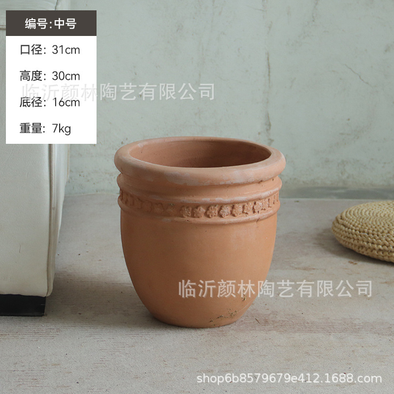 Gran calibre comercio exterior maceta de cerámica roja ventilada barro rojo cerámica gruesa estilo americano estilo pastoral viento balcón jardín maceta de combinación