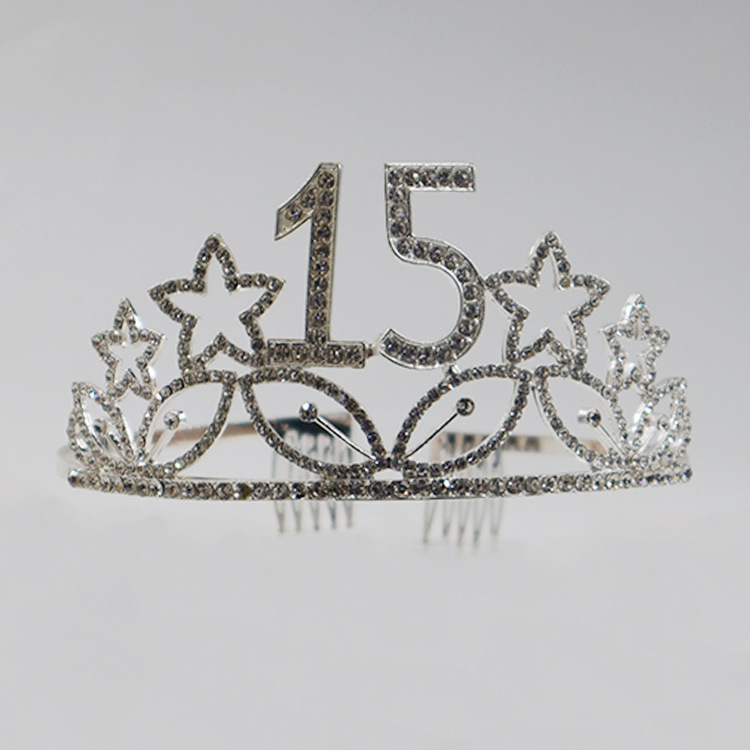 Accesorios para el cabello con corona de metal de alta gama europeos y americanos para cumpleaños y aniversarios, con estrellas de diamantes de colores, corona para fiestas y accesorios de disfraces de películas.