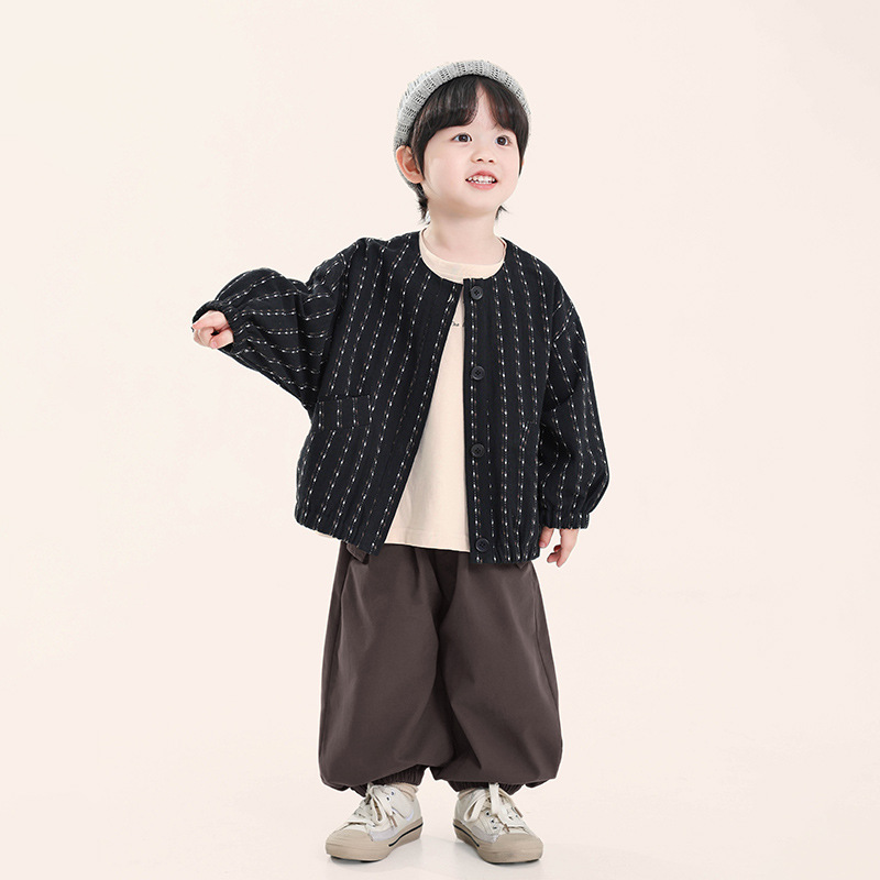 Changguo Clothing Boys' Jacket Spring New Korean Style Jacquard Top for Children and Young Boys Korean Style Spring and Autumn Jacket