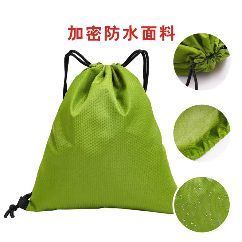 En stock impermeable Oxford tela cordón bolsa de almacenamiento fútbol patrón cordón mochila deportes al aire libre poliéster mochila bolsa