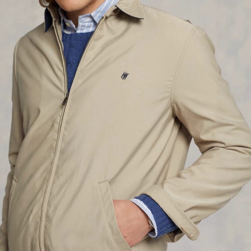 Rl Ralph Lauren Logo Autumn and Winter Executive-Style Zip-Up Embroidered Jacket for Men with Snowflake Velvet