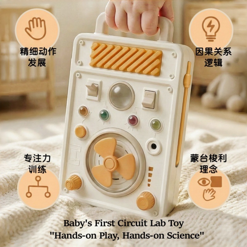 蒙氏教育操作板开关忙碌板多功能灯光电路探索启蒙因果关系玩具