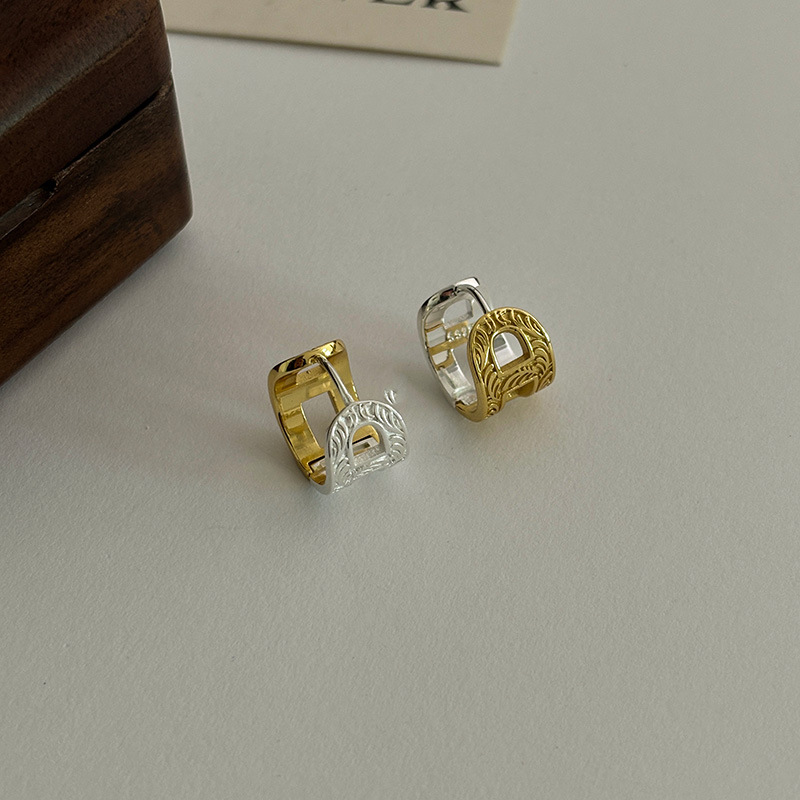 S pure silver Tang grass double-sided wearable color blocking for women, Japan South Korea, minimalist niche design,_voghion.com