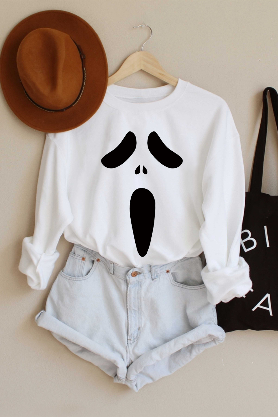 Halloween clown heat transfer round neck long-sleeved sweatshirt nihaostyles wholesale halloween costumes NSMID78789