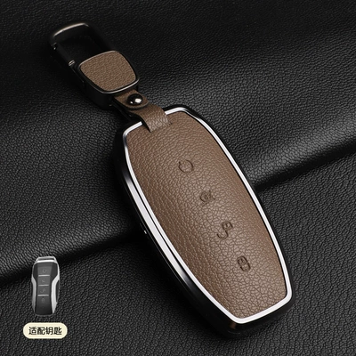 Byd Key Cover Song Pro Car key bag - 1-elephant-gray-b-style-square-buckle-french-mountain-goatskin