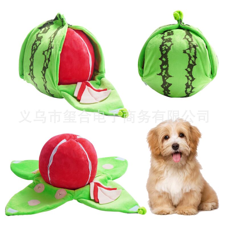 Seek Plush Dog Toys Squeaky Plush Dog Toys with Watermelon and Orange Peel Design for Pets