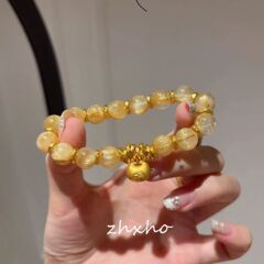 小胖福盘缠仿黄发晶手链女新中式时尚百搭黄水晶手串送闺蜜礼物女