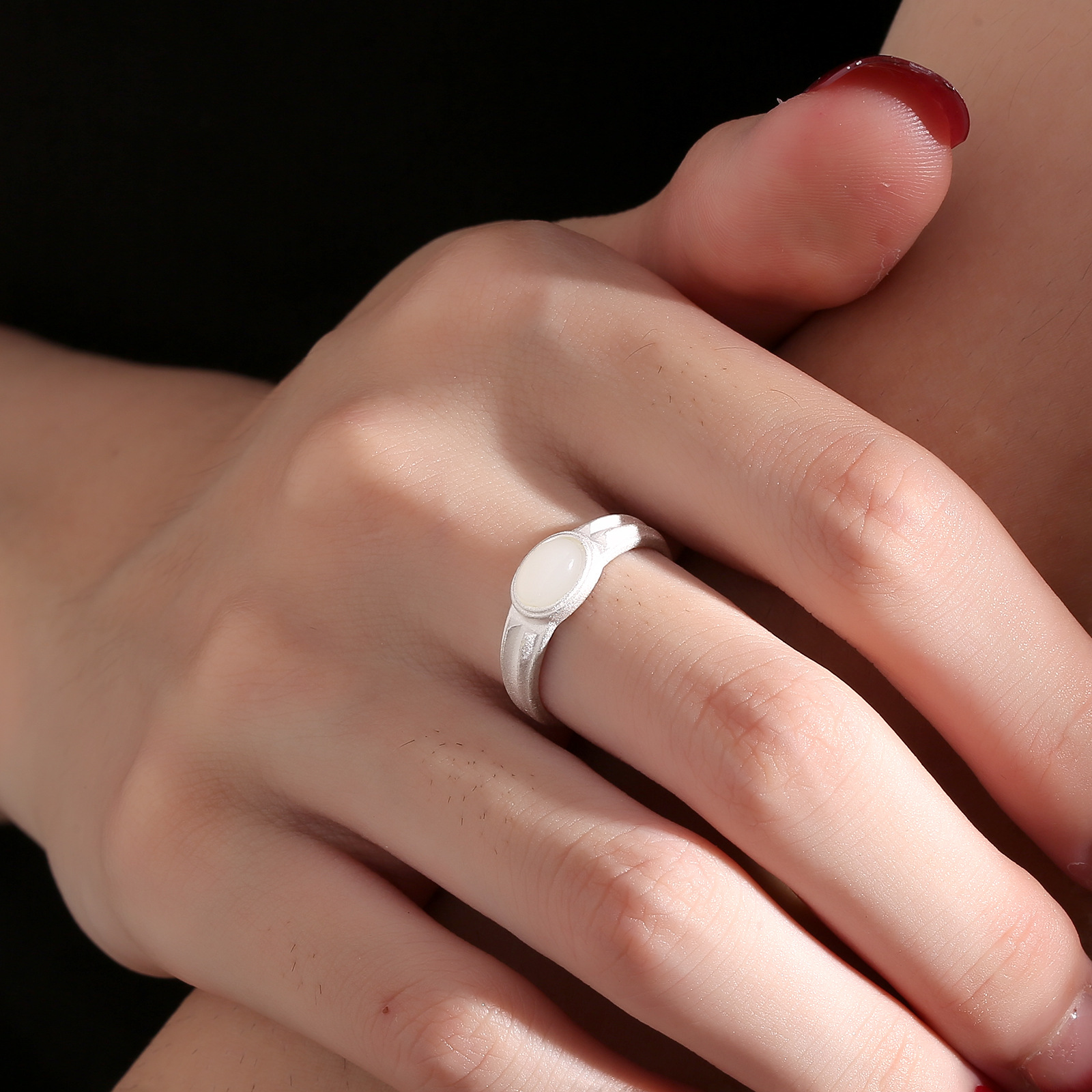 Anello doppio in madreperla e argento per donna e coppia_voghion.com