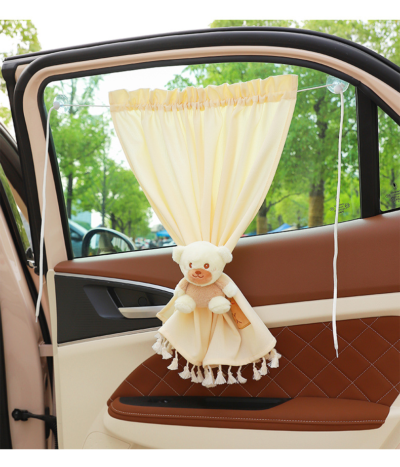 Car sunshade curtain suction cup retractable fresh heat insulation sunscreen children's rear side window car curtain blackout female