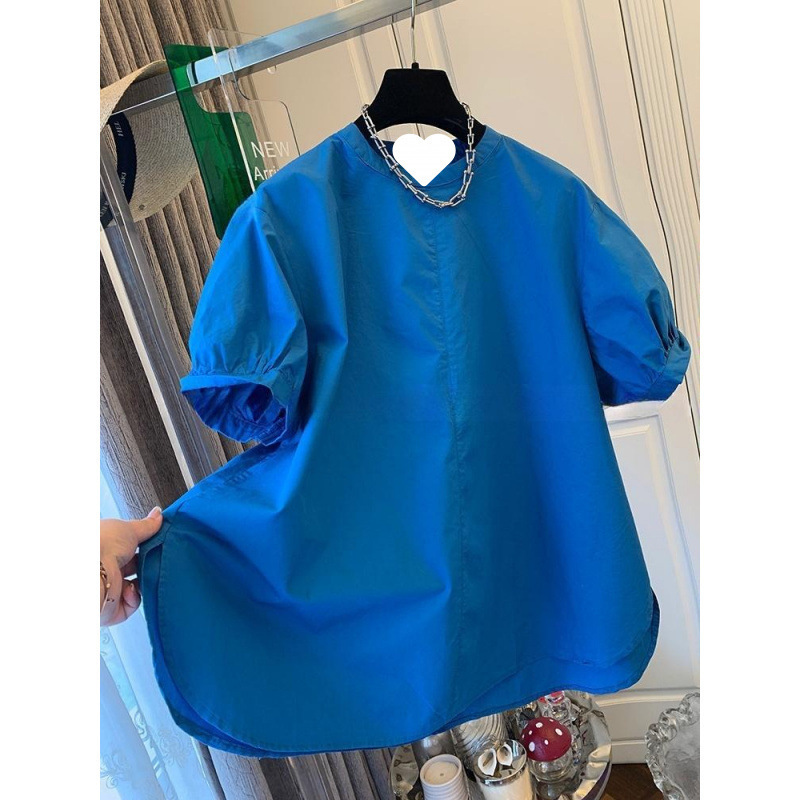 Unique Super Good-looking French Style Elegant Puff Sleeve Short-sleeved Shirt Loose Slimming Large Version Doll Shirt Women's New Style Unique Super Good-looking French Style Elegant Puff Sleeve Short-sleeved Shirt Loose Slimming Large Version Doll Shirt Women's New Style