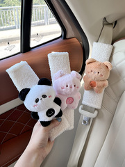 Car Safety Belt Shoulder Cover for Women, Cute Plush Rabbit Bear Insurance Belt Protector, Car Interior Accessory and Decor