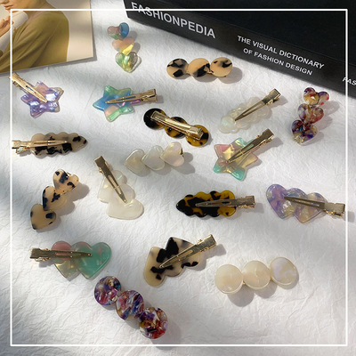 醋酸无痕发夹女网红侧边发卡韩国少女化妆刘海夹子碎发炫彩鸭嘴夹|ms