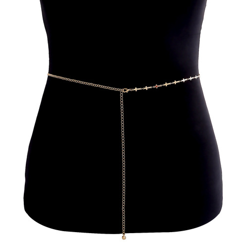 Elegant Minimalist Cross Pendant Belt for Women, European and American Style, Small and Fashionable, Cute and Simple Metal Belt Decor, Chanel Inspired