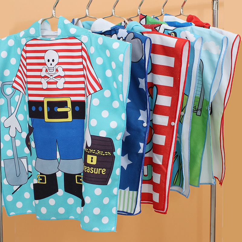 超细纤维儿童斗篷吸水柔软加厚卡通家用便携洗澡户外游泳加大浴巾