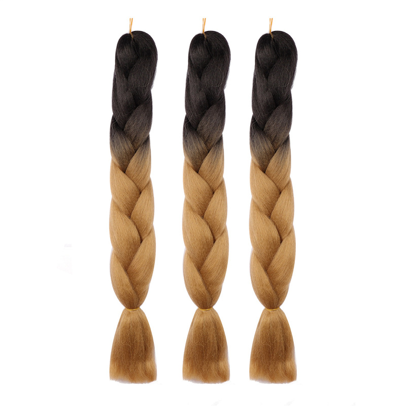 Gran trenza color peluca africana jumbo braid hair gradiente de fibra química trenza de seda de alta temperatura sucia