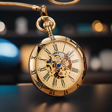 纯铜 创意内外罗马字面圆蛇链自动机械怀表 古董礼品机械怀表