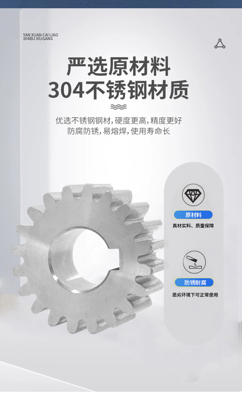 304 stainless steel gear 1.5 module 12-40 teeth cylindrical gear mechanical transmission straight gear