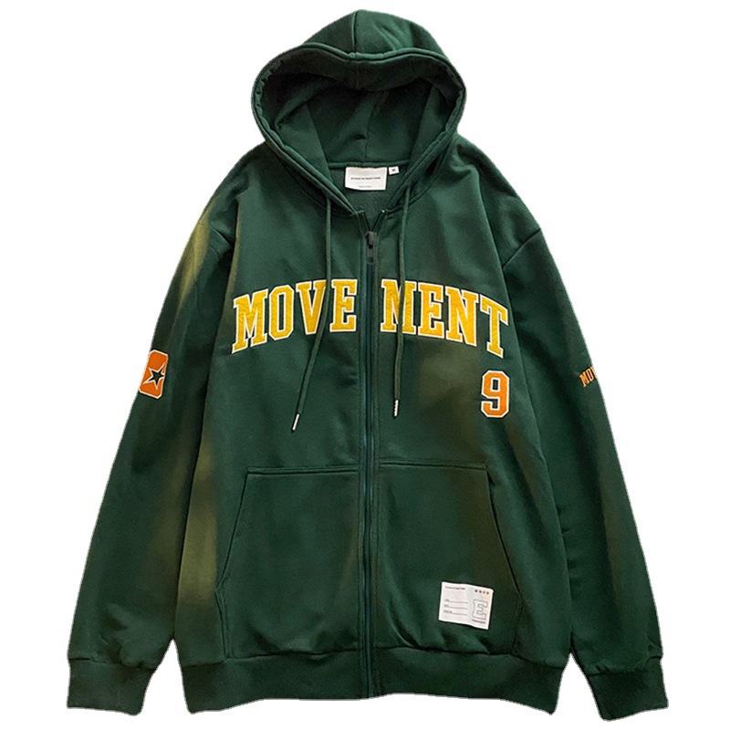 Sudadera de estilo europeo para mujer, estilo americano de principios de otoño, top holgado y ligero, chaqueta tipo cárdigan con capucha y cremallera.