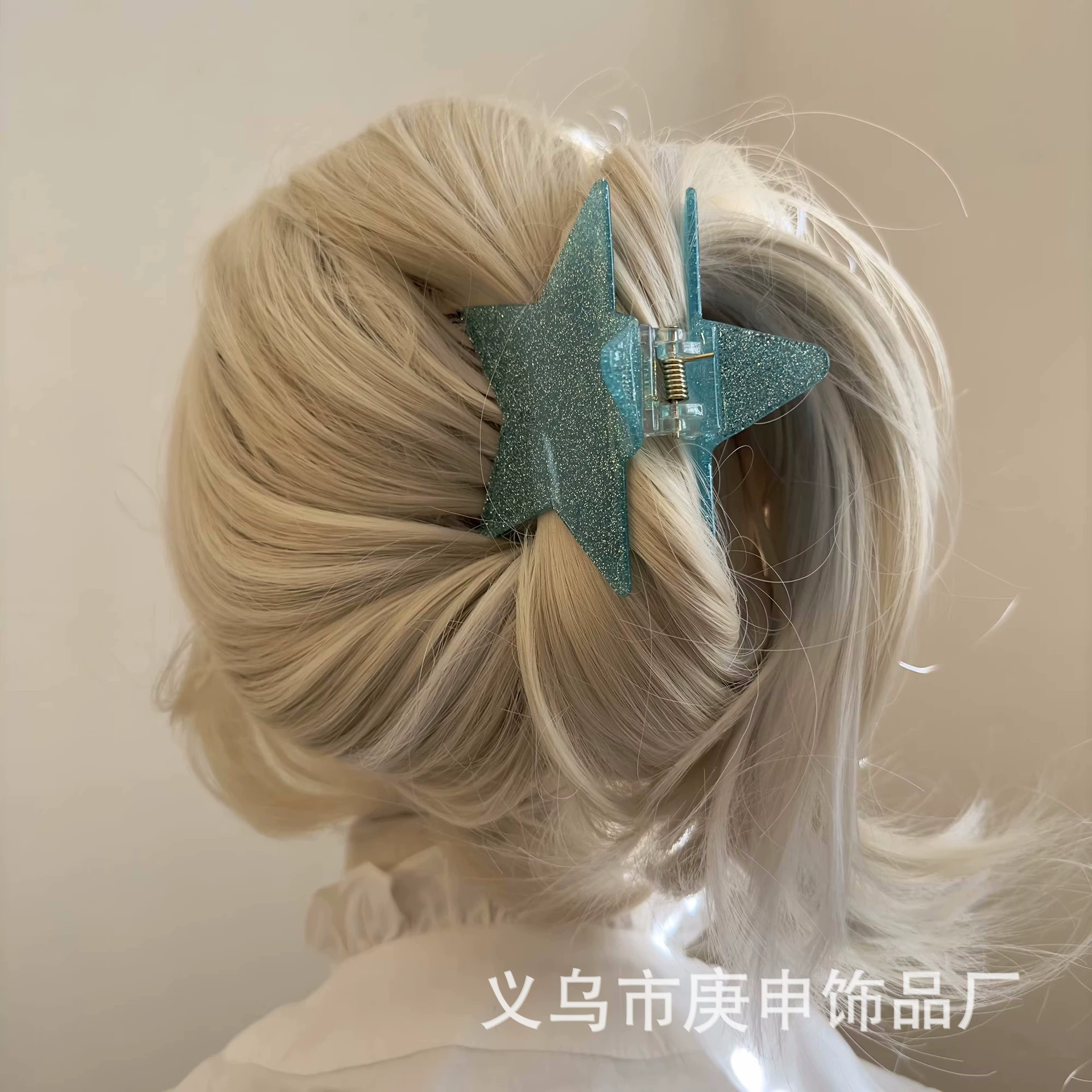Клипса- Hair claw clip (BUSAN) пятиугольник/звезда, блестящая или глянцевая отделка, стиль Y2K для детей
