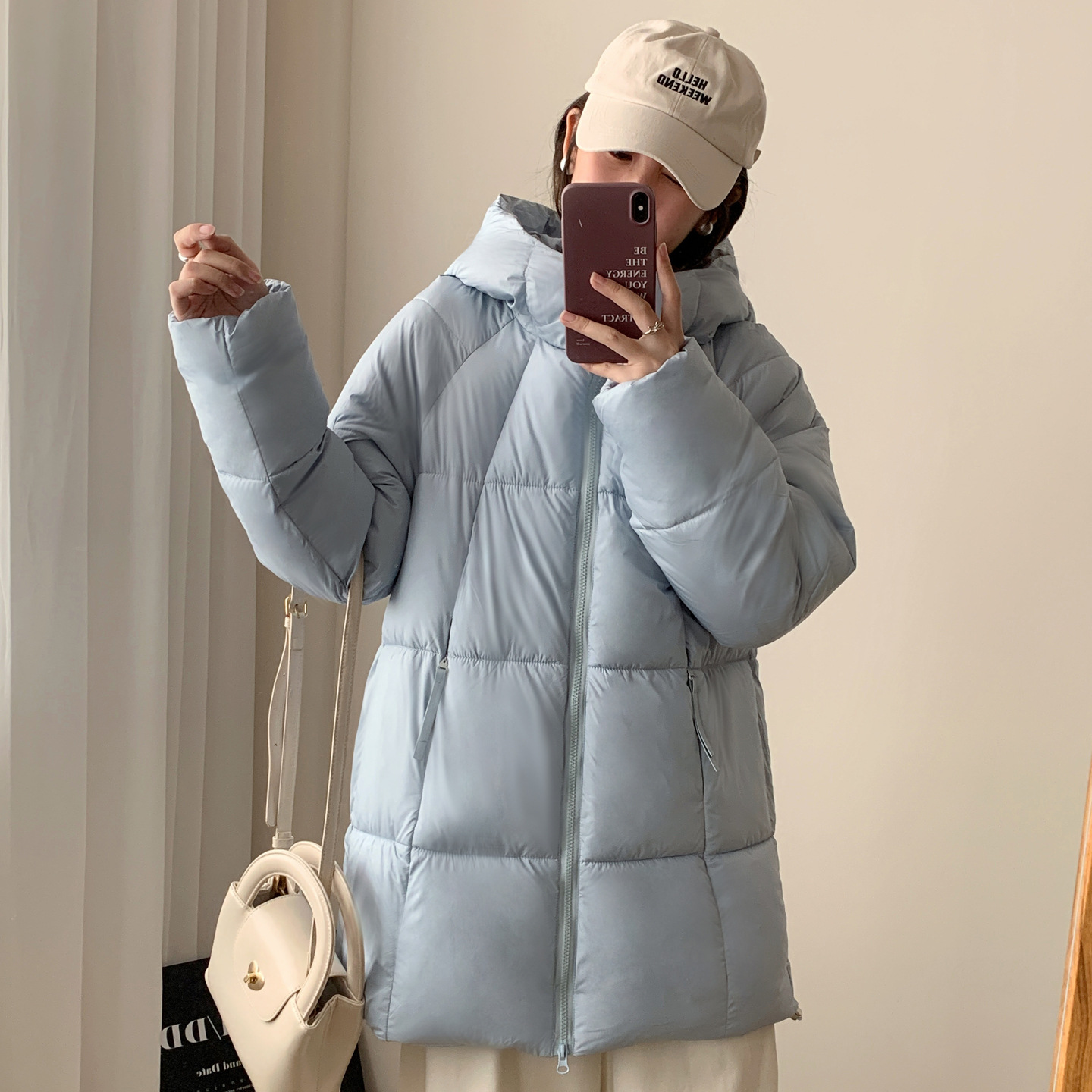 2025 invierno nueva ropa de algodón de moda con capuzas de mujer suelta chaqueta de algodón largo y medio puff abrigo de algodón grueso resistente al frío image 3