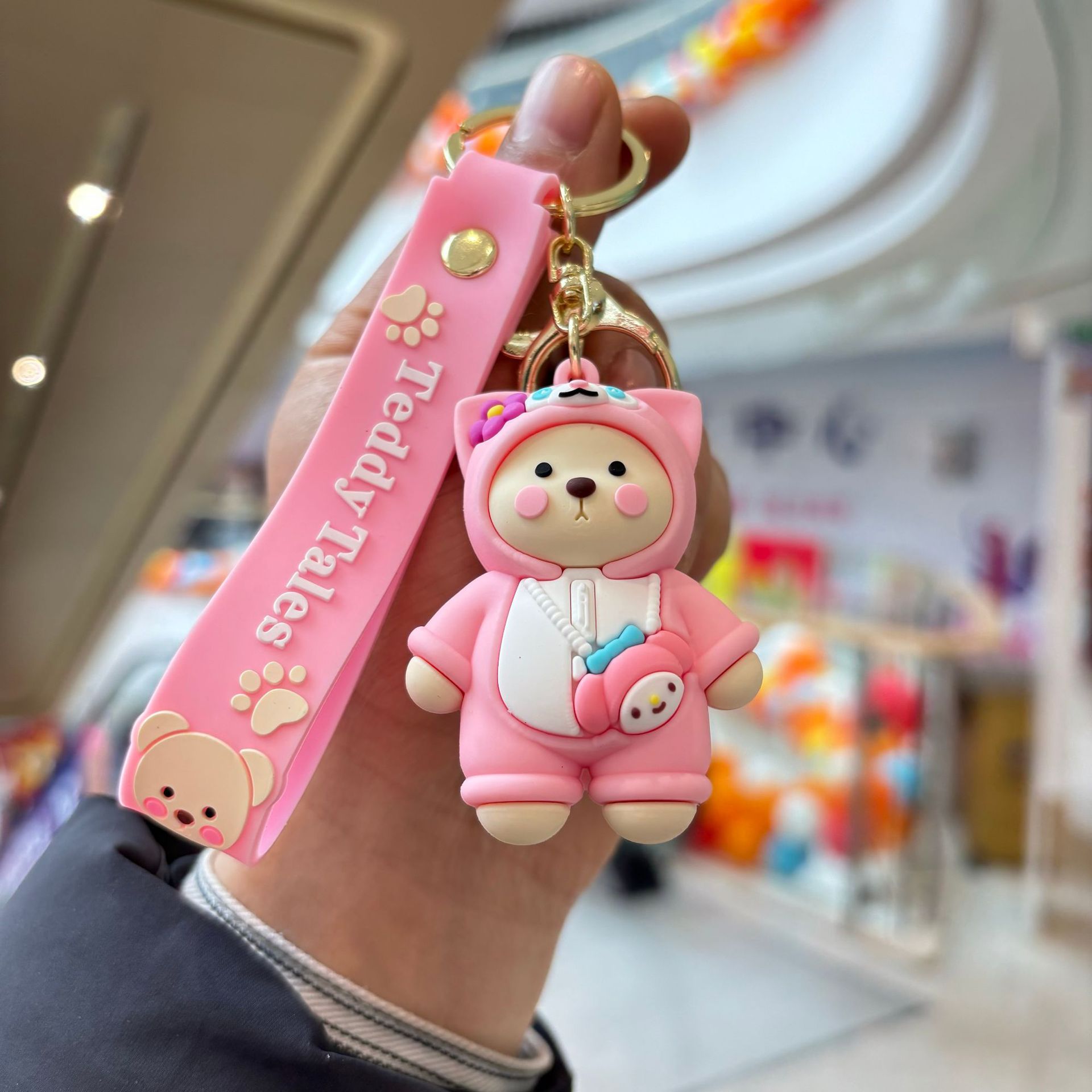 Dibujos animados modificado oso de peluche llavero colgante llavero muñeca mochila coche llavero bebé captura máquina pequeño regalo