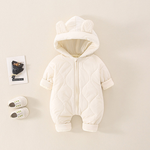 Baby Autumn and Winter Clothes Baby Onesie Warm Clothes Newborn Crawling Suit Thickened Cotton Coat Outing Coat Cotton Coat Hooded Coat 